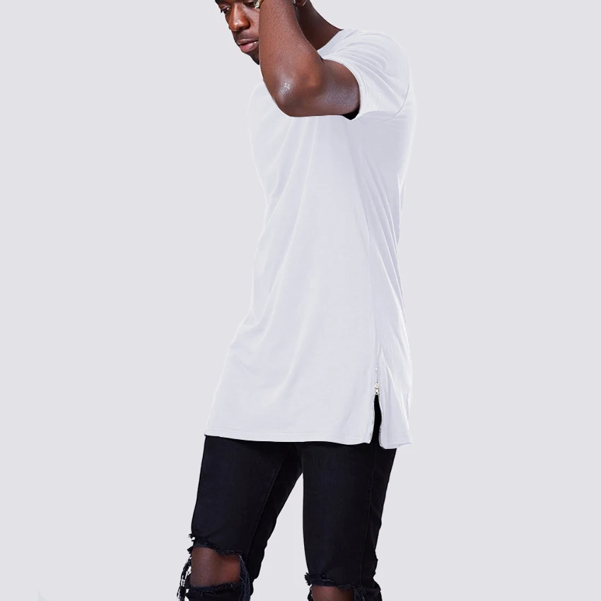 

Men's Hip Hop Side Zipper T-shirts Basic T-shirts Man Plus Size T-Shirt Casual Short Sleeve Tee Top Men Solid O-neck Clothing