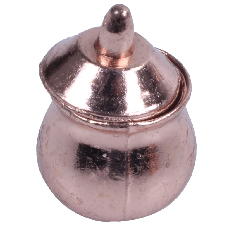 

2 Set Dollhouse Miniature 1: 12 Toy 8 Pcs Metal Tea Set Length 6.5Cm, Rose Gold & Silver