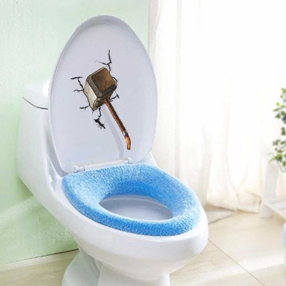 

Disney Marvel Hammer Crack 3D Effect Decoration Toilet Seat Sticking Environmental Protection Removable Wall Sticker