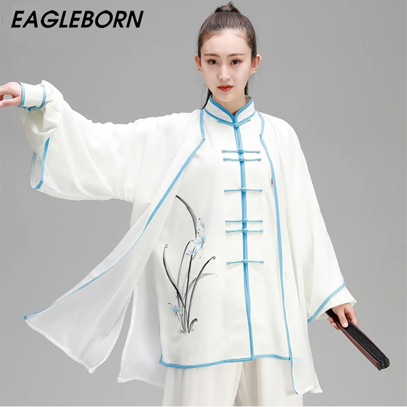 Tai Chi Clothing Women White Chinese Style Martial Arts Qigong Uniforms Traditional Wedding Dresses Orchid Grass | Тематическая