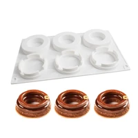 6 hole circle ring silicone cake mould mousse cake molds festival dessert decorating tools pastry baking pan