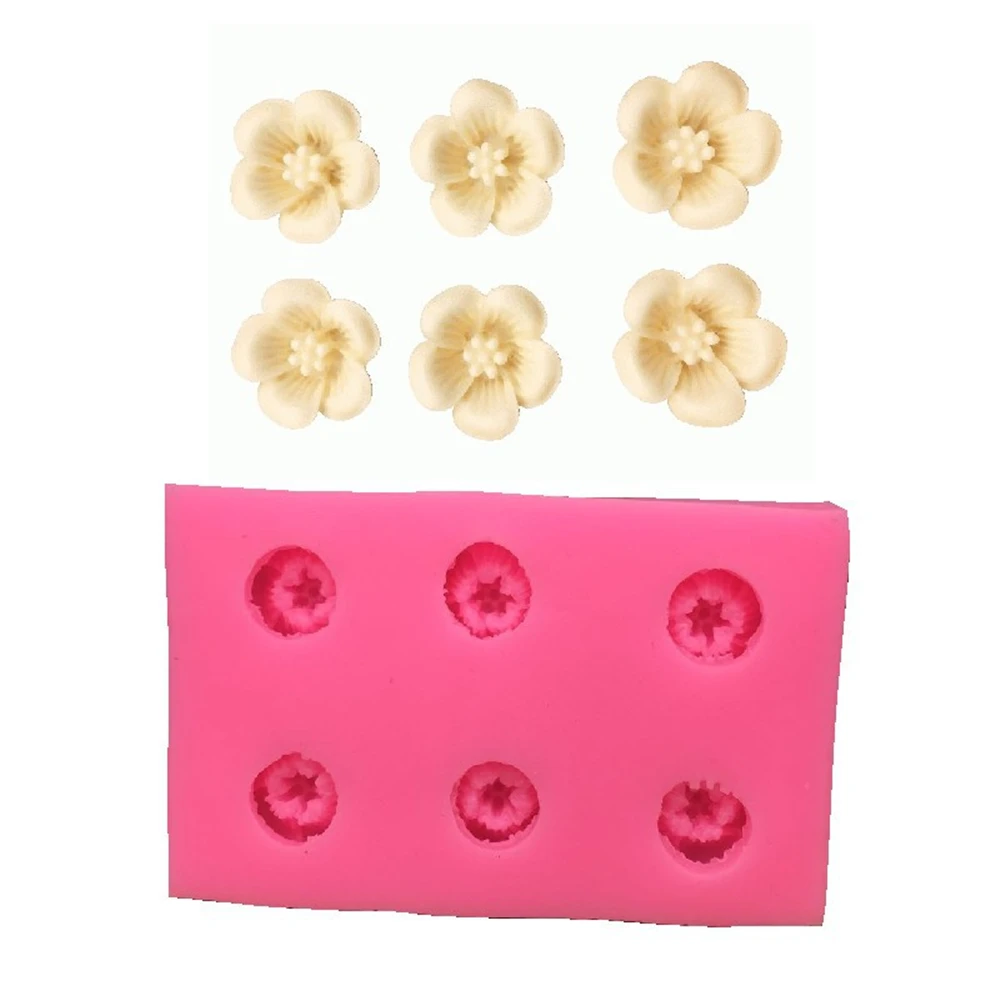 

6 Pcs Flower Silicone Fondant Cake Decorating Mold Chocolate Molds Baking Tools Kitchen Accessories
