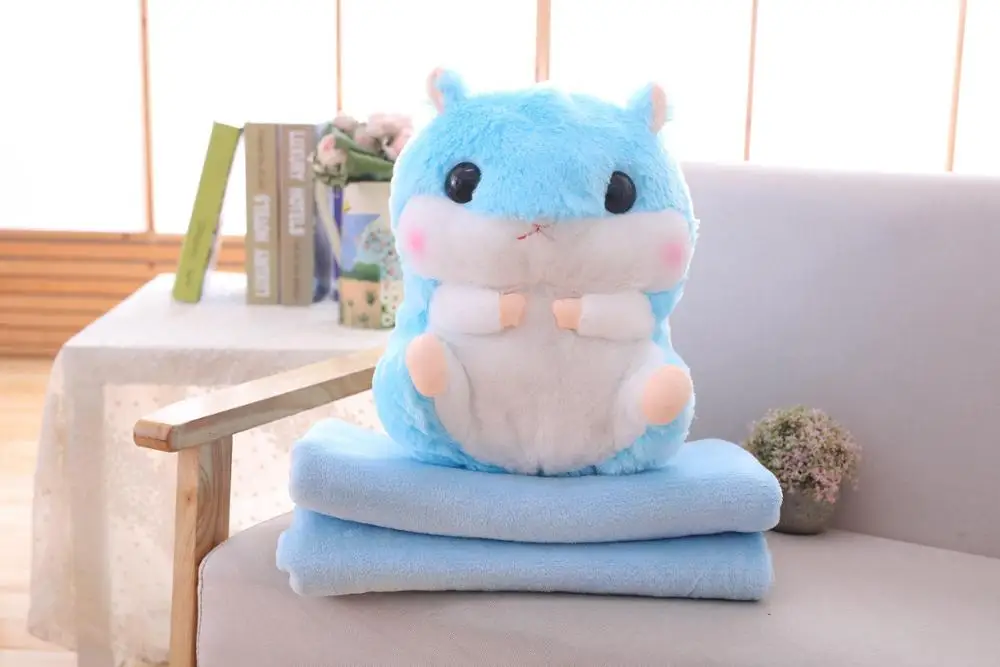 As picture Прямая поставка Peluches хомяк плюшевые животные мягкая игрушка хомячок с покрывалом Подушка 3 в 1 Набор для детей - Цвет: As picture