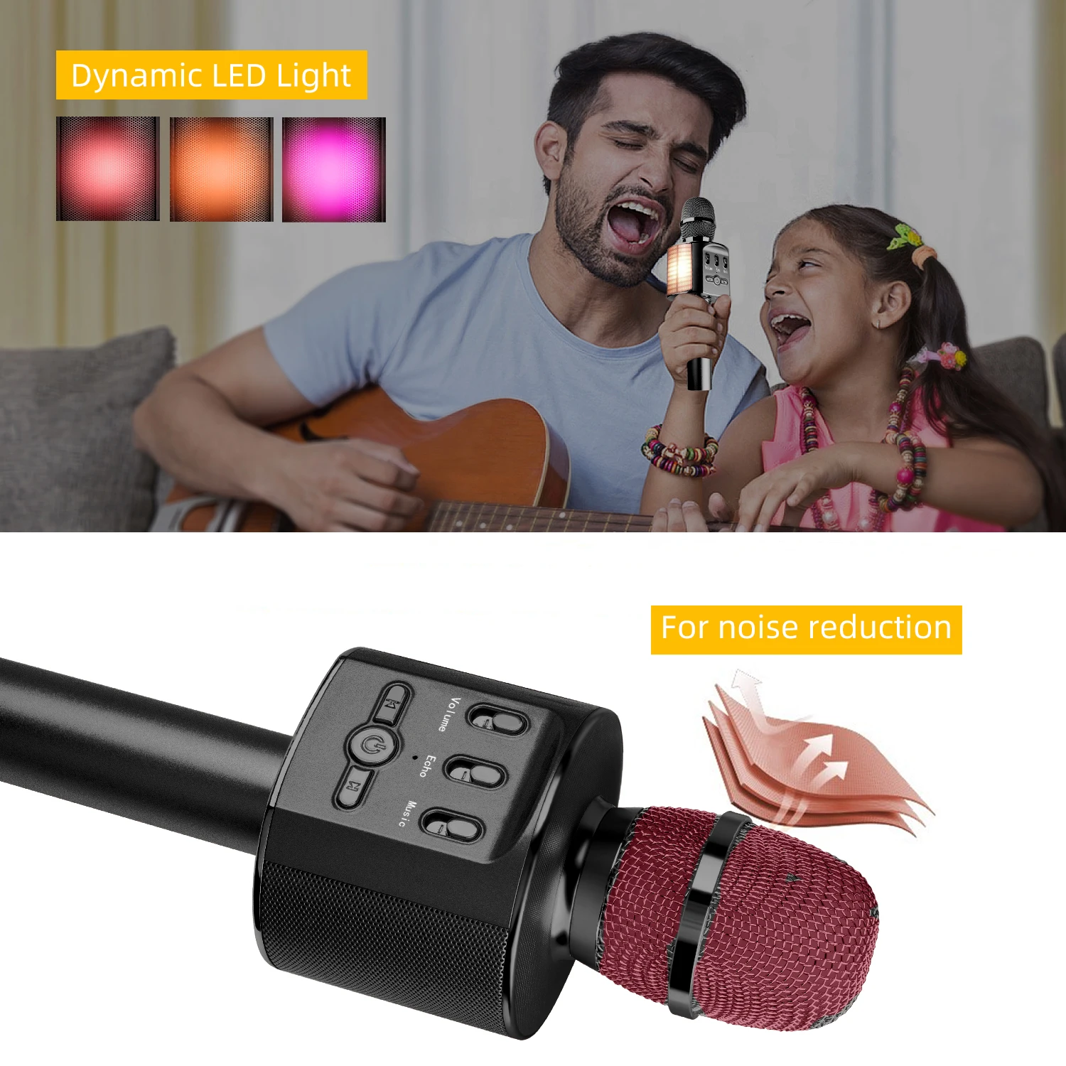 Беспроводной караоке микрофон домашний KTV Bluetooth микрофоны дыхательный светильник портативный микрофон для ios android телефон