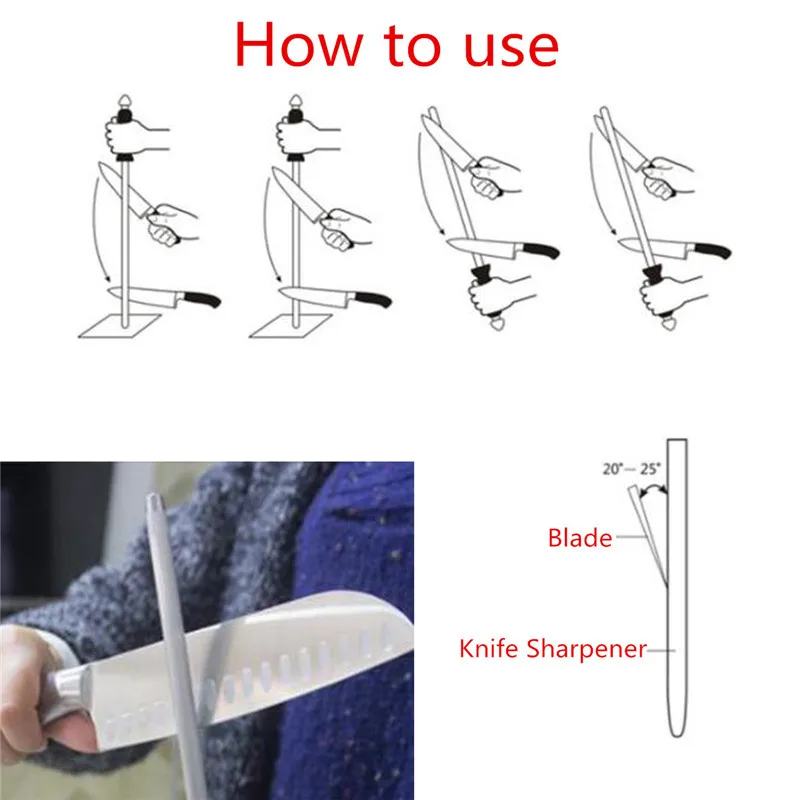 Профессиональная точилка для ножей шеф повара стержень алмазная 8 дюймов