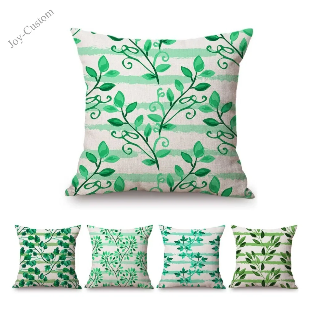 Green Pastoral Ivy Leaf Watercolor Office Decorative Chair Pillow Case Cotton Linen Outdoor Backyard Bench Swing Cushion Cover |
