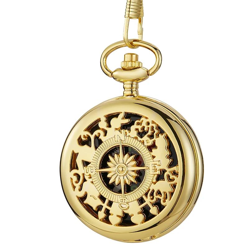Кварцевые карманные часы в античном стиле роскошный золотистый чехол с полым