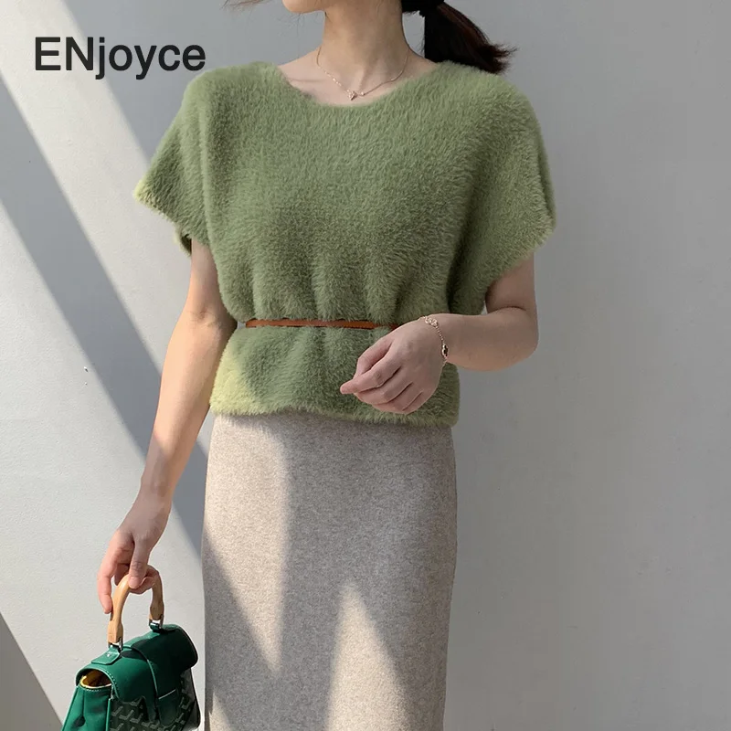 2020 Сезон весна-осень Плюшевые Трикотажный жилет без рукавов с круглым вырезом