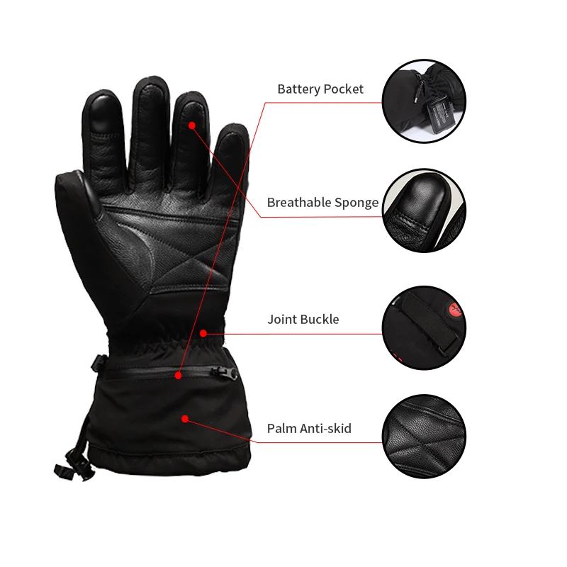 Кожаные перчатки с электроподогревом умным сенсорным подогревом|ski gloves|gloves skileather