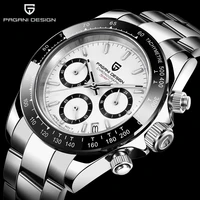 2023 new mens luxury quartz watch stainless steel multifunction timing three eye six needle leather quartz watch