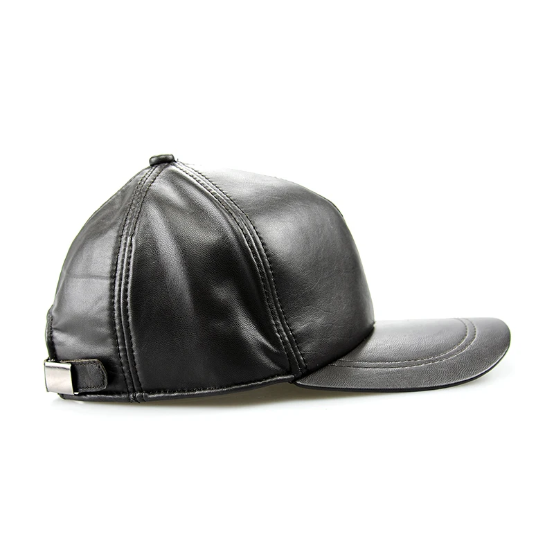 Spring genuine leather man's baseball cap hat men's real adjustable trucker driving black snapback hats caps B14 | Аксессуары