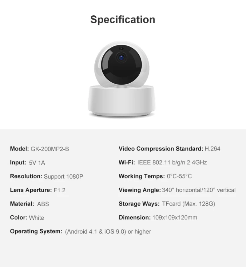 Умная беспроводная мини-камера видеонаблюдения SONOFF GK-200MP2-B 1080P HD IP-камера 360 ик