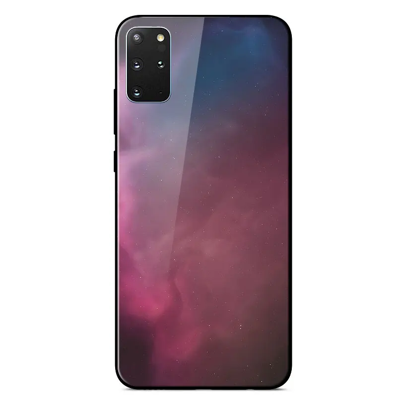 

Case For Samsung Galaxy S20 Ultra Marble Tempered Glass Phone Case For Samsung S20 Plus S20 Luxury Star Space Painted Back Cover