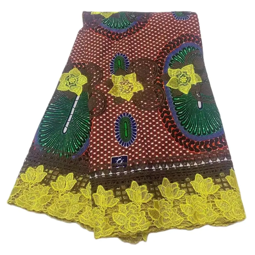 

Высококачественный африканский восковой принт, хлопковый шнур, кружевная ткань, 100% натуральный восковой нигерийский воск, красящие кружев...