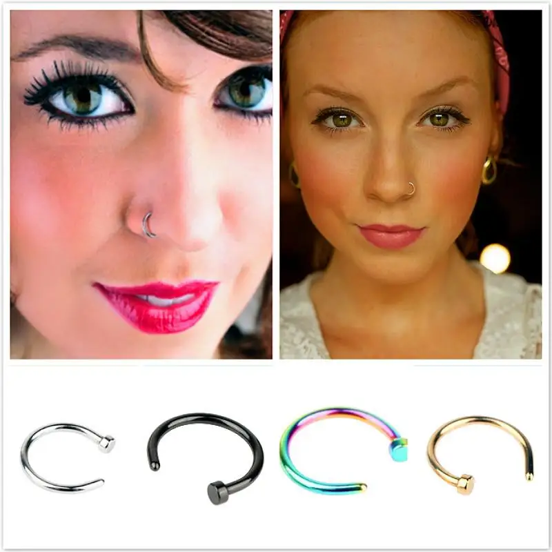 New Medical Titanium Punk Clip on Fake Piercing Body Nose Lip Rings Unisex Ring Women Septum Jewelry | Украшения и аксессуары