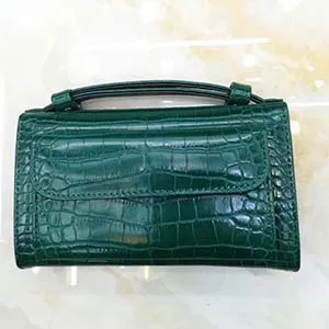 Crocodile Green Женский клатч из кожи страуса, вечерние сумки на цепочке, модная женская сумка для телефона, кошелек - Цвет: Crocodile Green