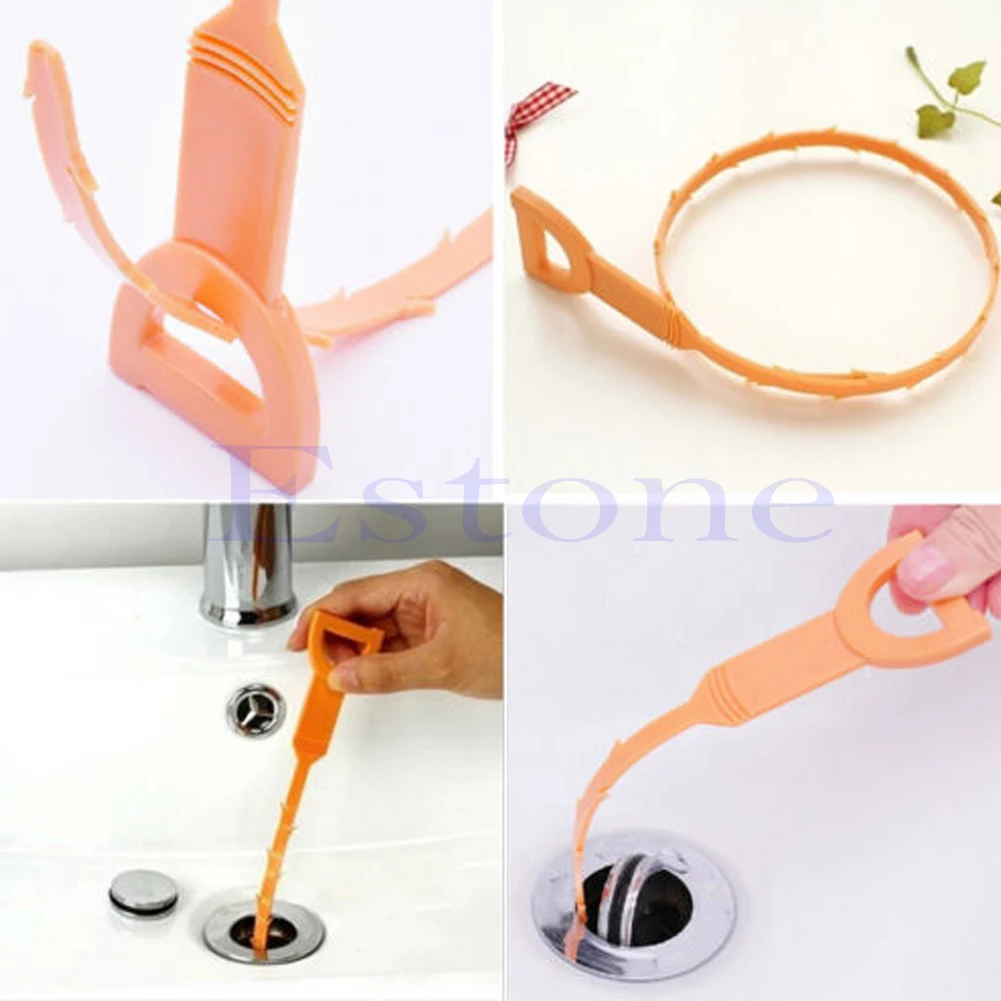 

1pc Snake Drain Sink Cleaner Removes Clogged Hairs Bathroom Shower Kitchen U90A
