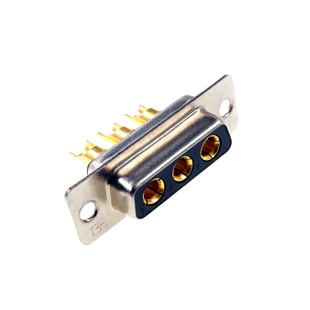 

4pcs D-Sub Connector 30 A High Power 3 Position 3 Pin Combo receptacle Socket Female Machined 3W3 Gold Panel Mount Wire Solder