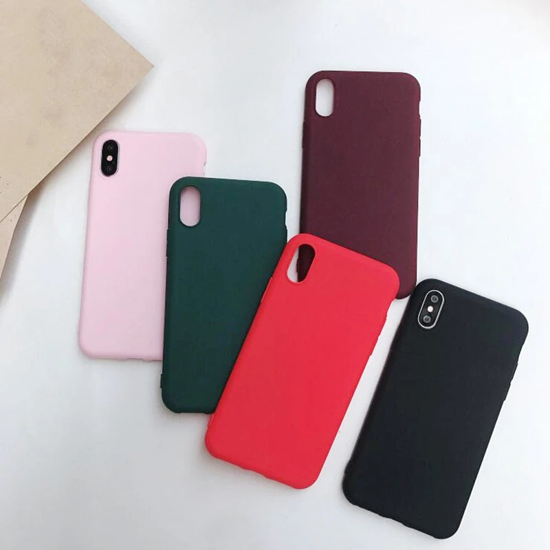 Простые однотонные Чехлы ярких цветов для телефонов мягкая задняя крышка из ТПУ