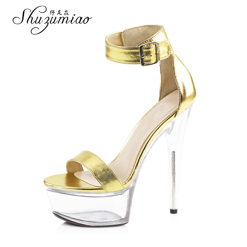 Сандалии женские на платформе 15 см прозрачные Босоножки с открытым носком