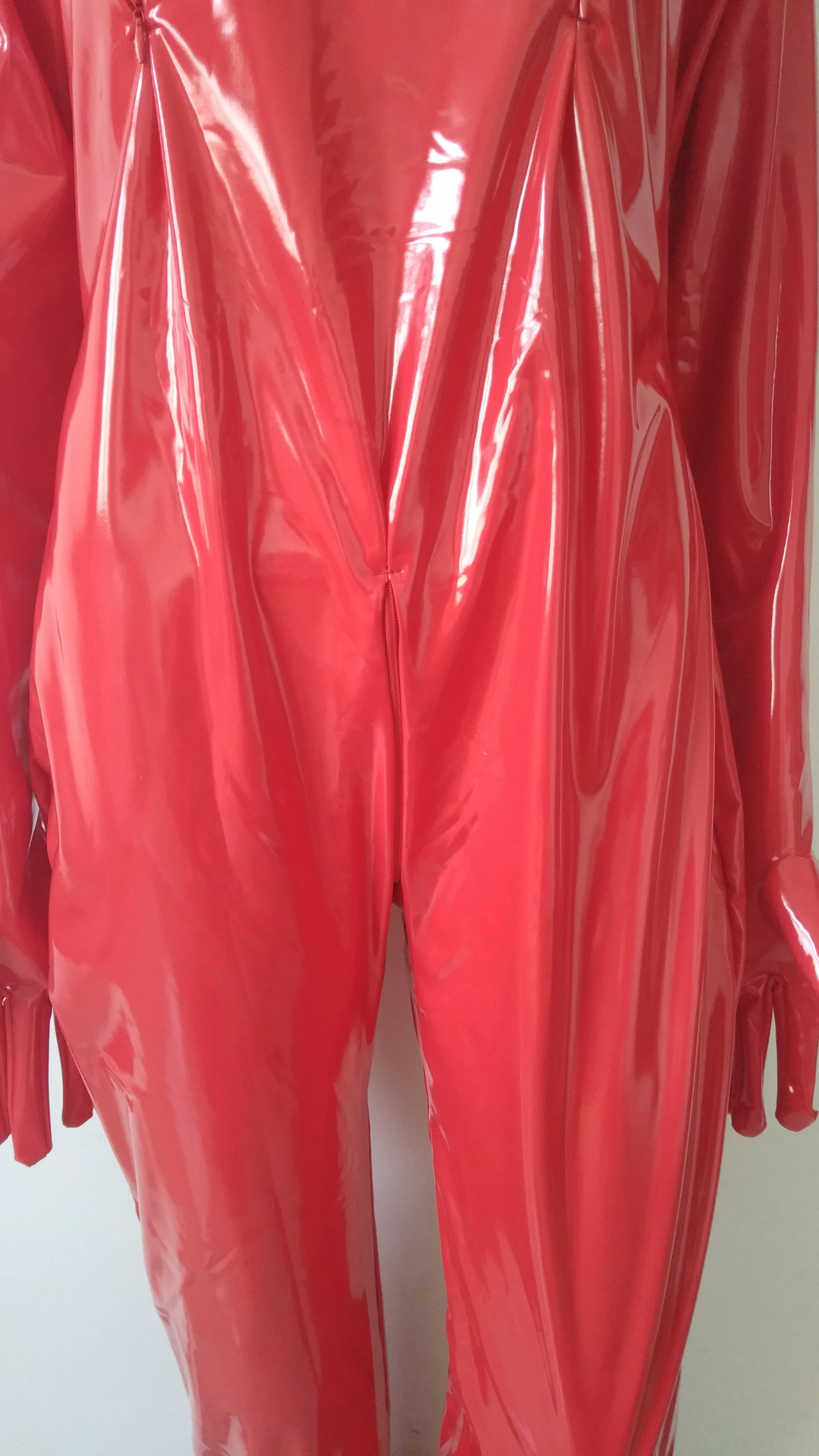 Женский костюм Зентаи красный блестящий из ПВХ с молнией на груди для взрослых| |