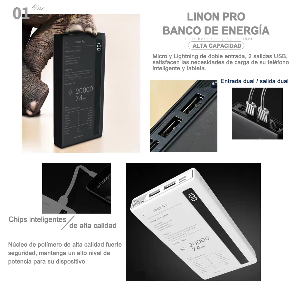 Barato REMAX RPP73 Batería Externa 20000mAh Cargador Portátil Con Alta Capacidad USB 2.0A,LED Linterna Y Pantalla Digital De La Batería