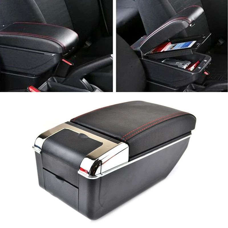 Черный подлокотник DWCX из искусственной кожи подходит для Ford Fiesta Mk7 2009 2010 2011 2012 2013