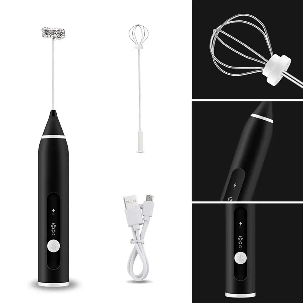 Электрический ручной вспениватель молока 2 венчика пенообразователь кухонный