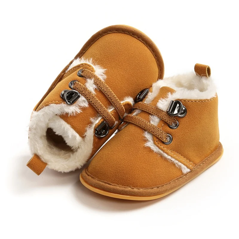 Solid Lace-Up Bayi Boots Cross-seri Musim Gugur/Musim Dingin Sepatu Bayi Untuk Bayi Hangat beludru Mewah Boots Sepatu 0-18M
