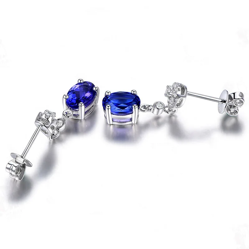 

Korean Fashion Blue Crystal Eardrops Elegant Blue Moissanite Earrings Women Retro Simulation Rhinestone Earrings Female Gift