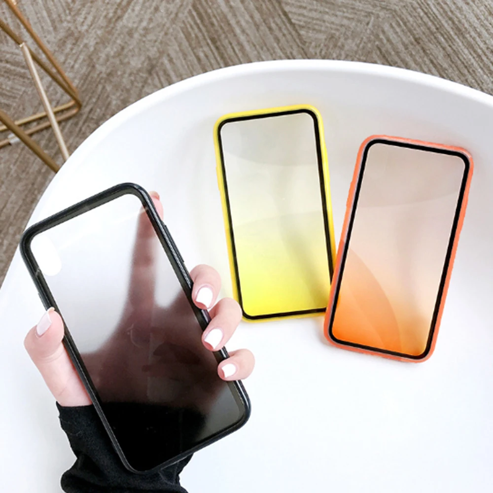 Для iPhone 11 Pro Max Чехлы цветной Градиент прозрачный чехол для телефона мягкий клей