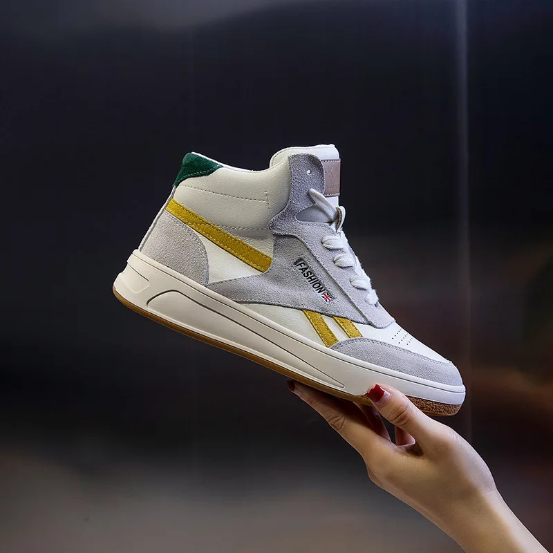 

Leather shoes women's spring 2021 new Korean high top casual women's shoes student flat shoes women's fashion