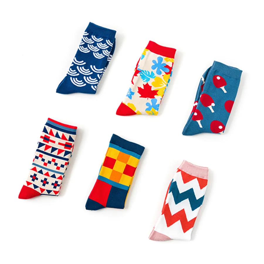 Хлопковые женские носки смешные счастливых с рисунком в виде кленового листа