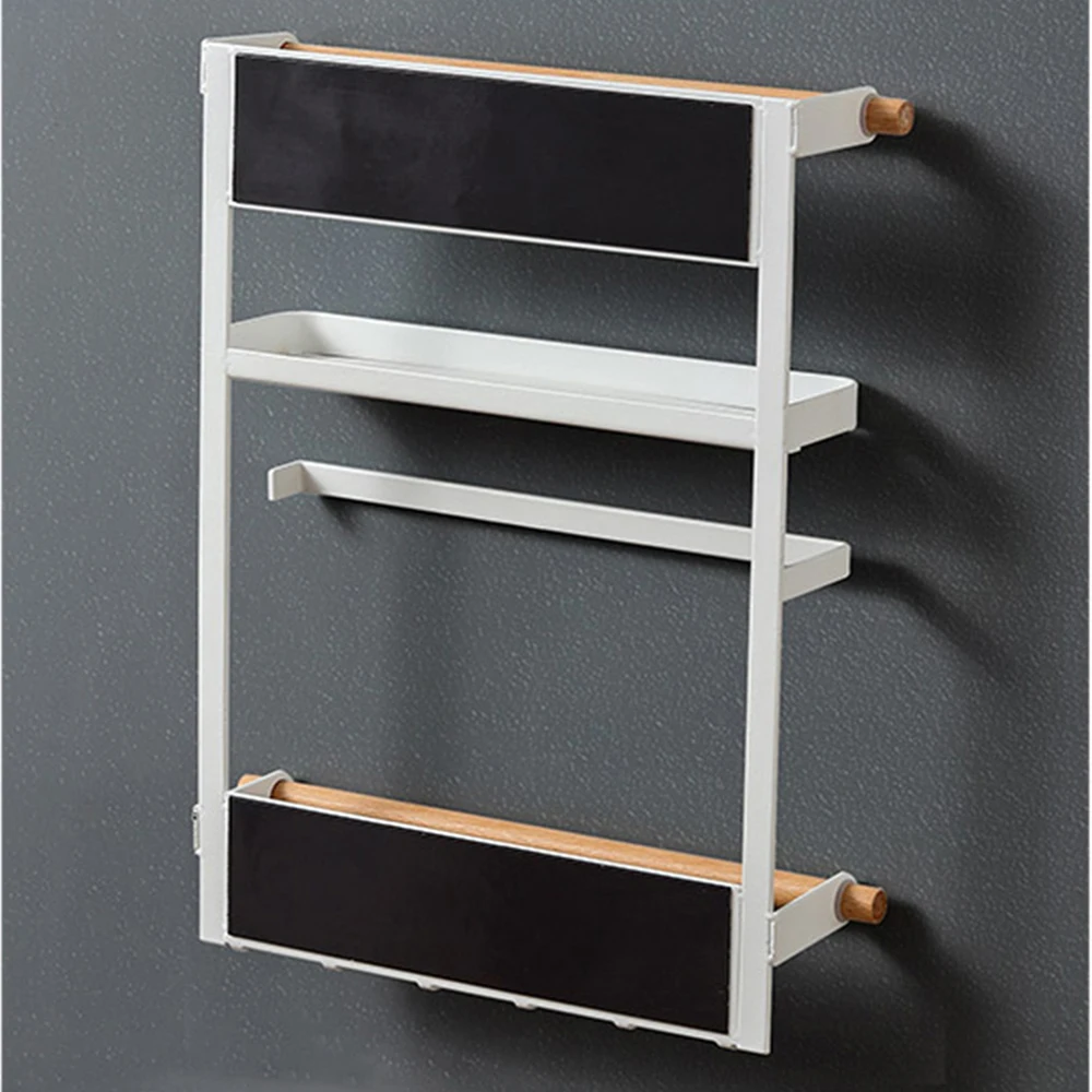 

Magnetic Kitchen Organizer Multifunctional Fridge Shelf Paper Towel Storage Rack Organizer Sauce Bottle Rack Kitchen Accessories