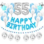 38 шт покрытые серебром синие шары 55th Happy День рождения украшения 55 лет пятьдесят пять мужские и женские принадлежности розы; Цвет: розовый, золотистый