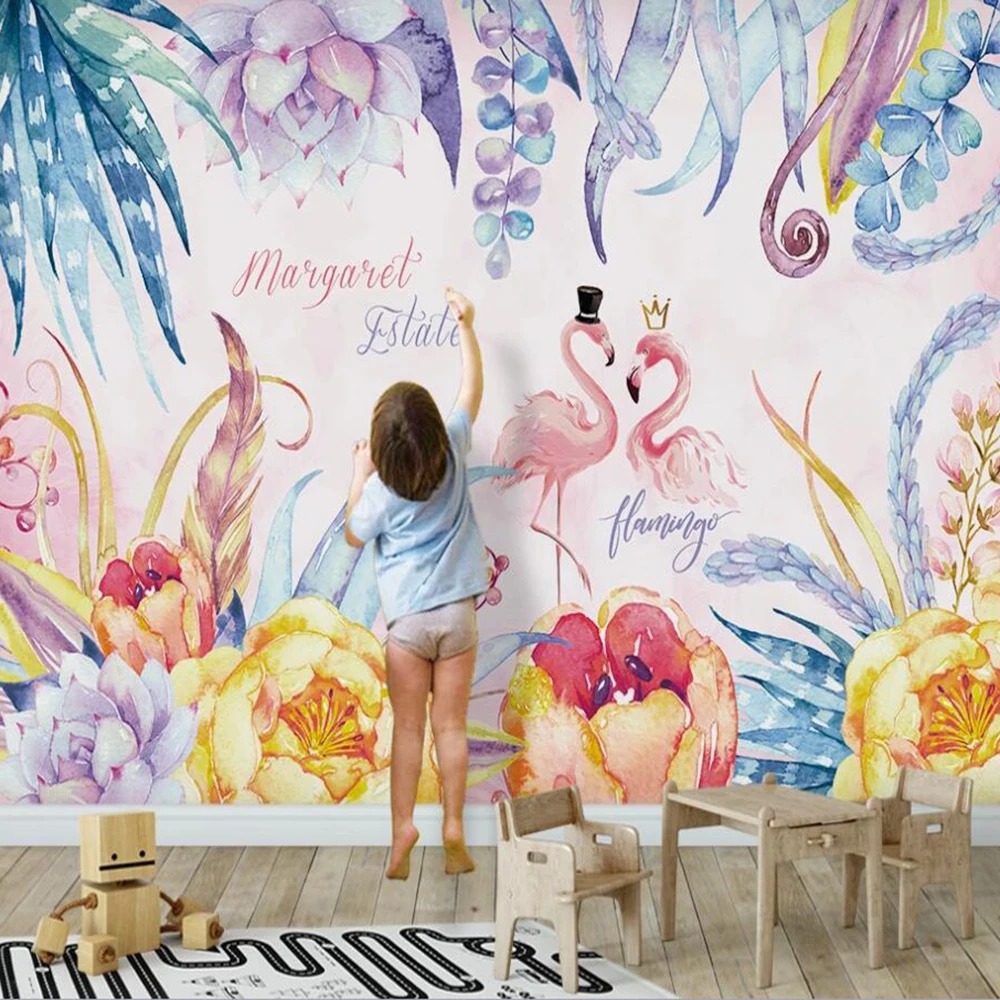 

Milofi custom 3D wallpaper mural pink flamingo children room decoration background wall decoration wallpaper