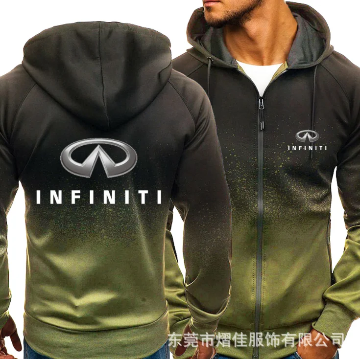 

NEW Spring Autumn INFINITI Print Sweatshirt Gradient Hoodies Fleece Zipper Jacket Mens Hoodie Harajuku Male Clothing