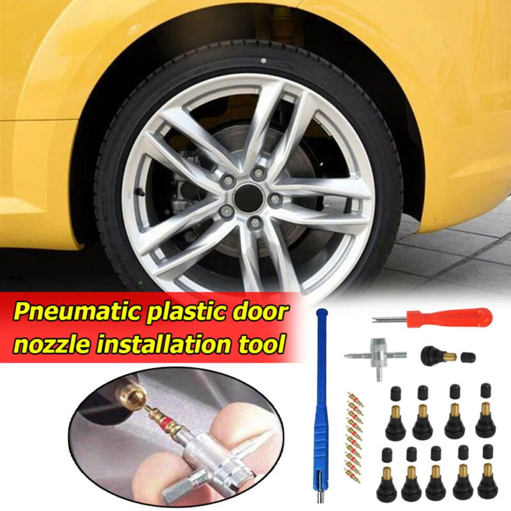 

23pcs 4 Way Tire Repair Tool Kit +Valve Stem +Core Remover +Stem Puller Brand New High Quality