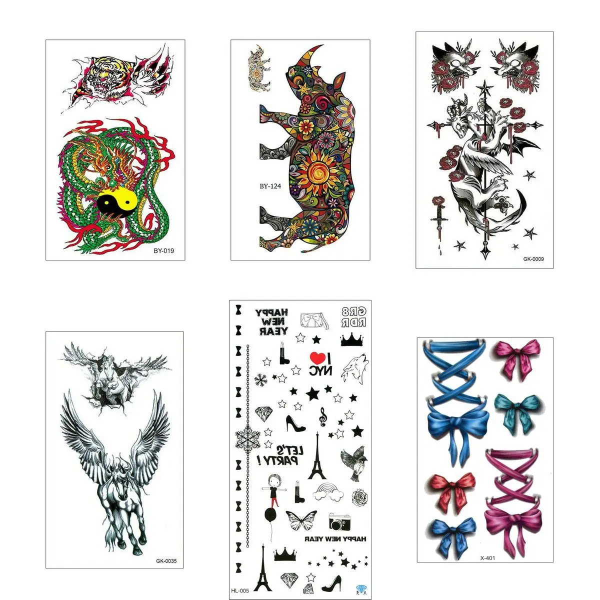 

6 шт./партия, временные наклейки-тату для мужчин