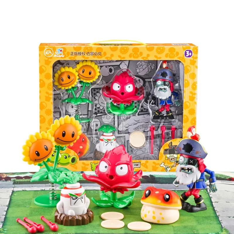 

5pcs/lot Plants vs Zombies Figures Toy Twin Sunflower Red Stinger Toadstool Radish Children Doll Action Figure Model No Box
