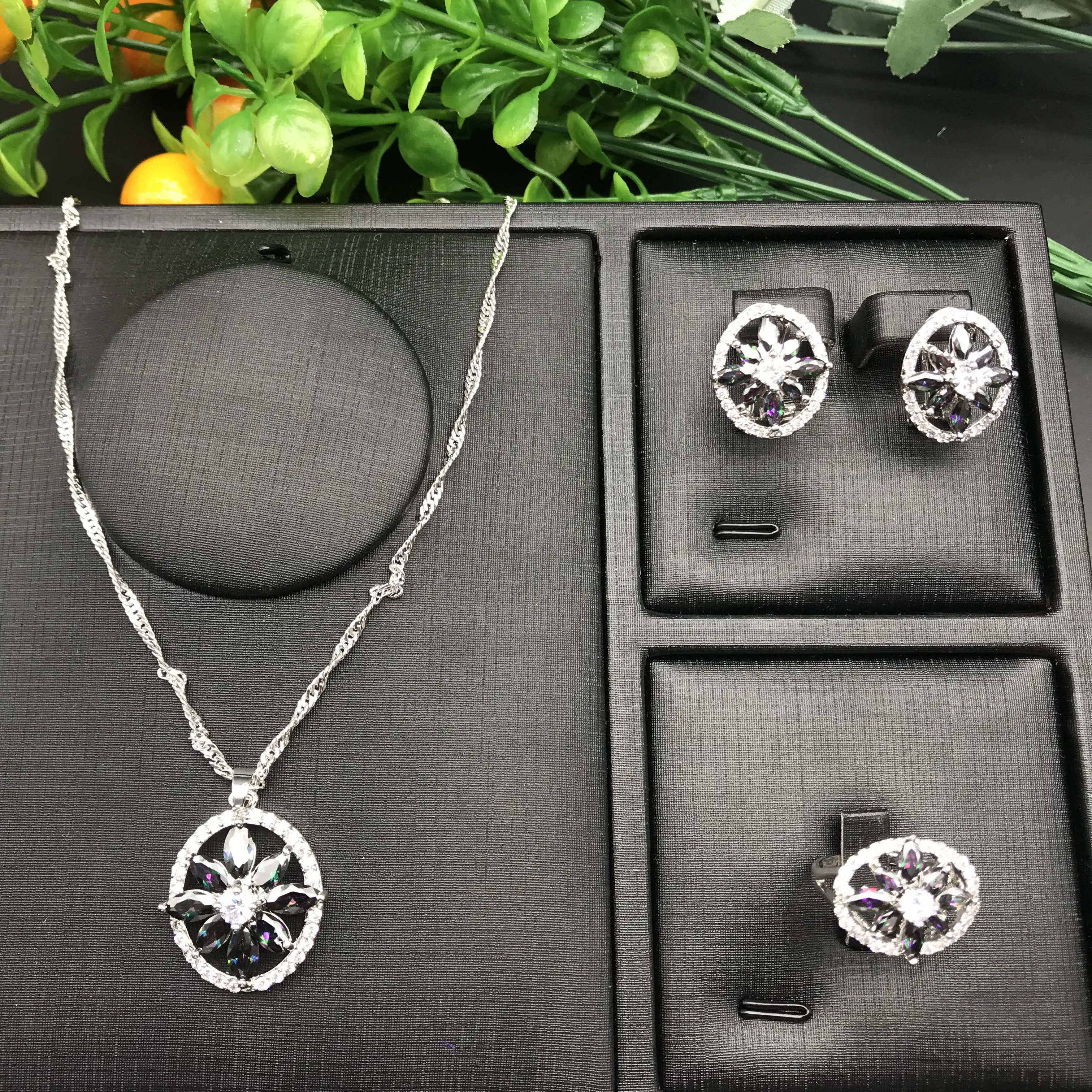 

Модный свадебный комплект ювелирных изделий из Дубая, Африки, Нигерии, Африки, золотое ожерелье, серьги, кольцо, романтический Женский компл...