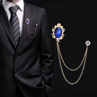 men collar clip chain tassel accessories crystal lapel pin rhinestone brooch boutonniere bracelet formal