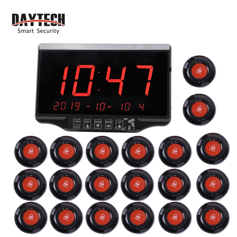 Система вызова официанта DAYTECH, беспроводная система вызова, пейджеры, ресторанная подставка, пейджер, номер, система вызова, ЖК-приемник, водонепроницаемый вызов - Цвет: 1 Panel 20 Buttons