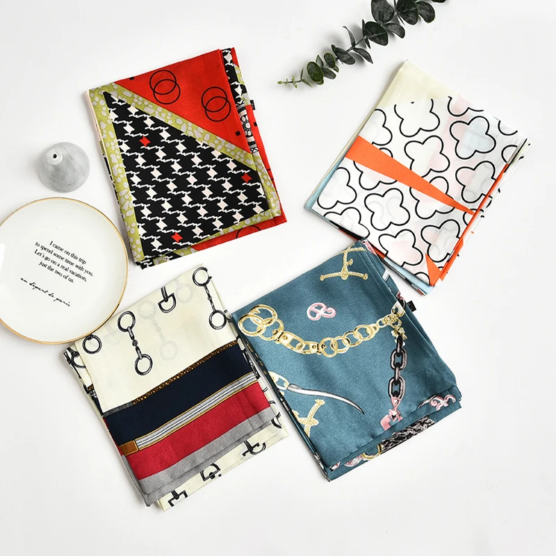 

New Style Luxury Twill Scarf Double-deck Women print horse Scarf Fashion Tie Neckerchief Head Silk Scarves For Ladies