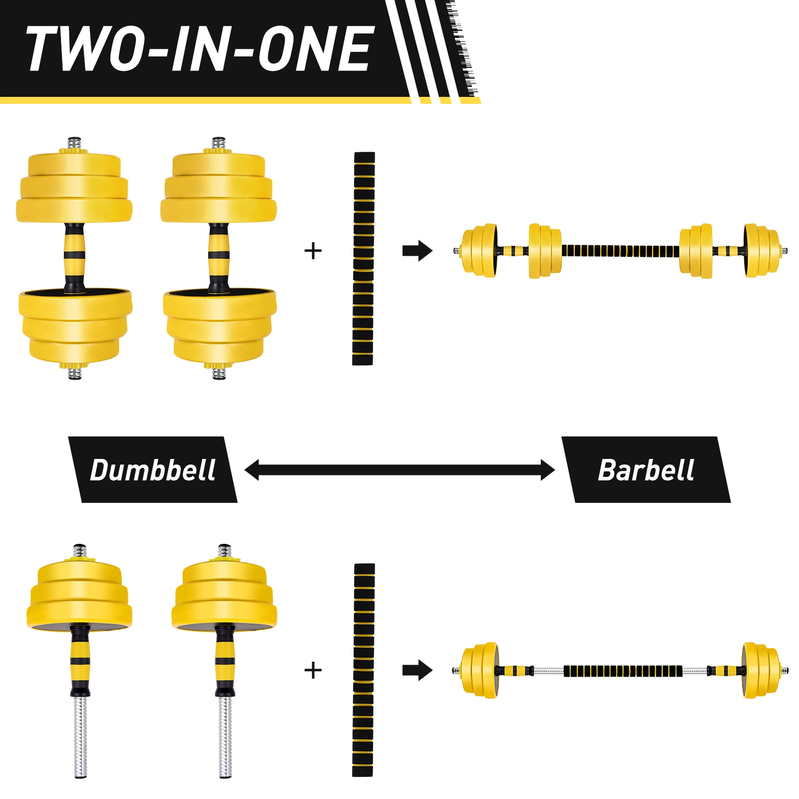 

25kg 2 In 1 Adjustable Dumbbell/Barbell Set Non-Slip Neoprene Handle Lifting Dumbbells With Connecting Rod For Home Gym 55lbs