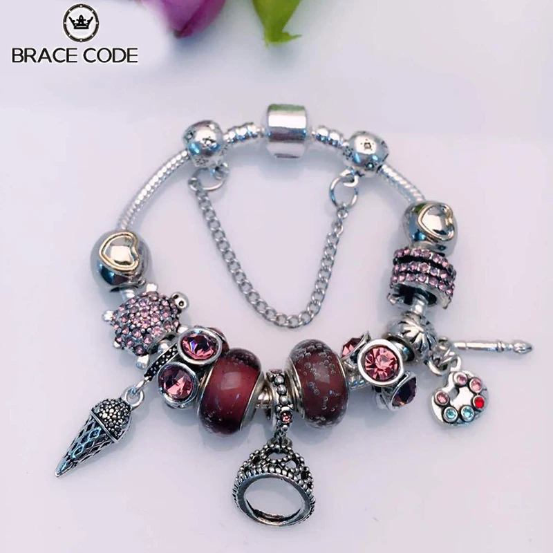 Скобка код Пан Цзя фиолетовый настроение Корона сделай сам кулон Девушка браслет