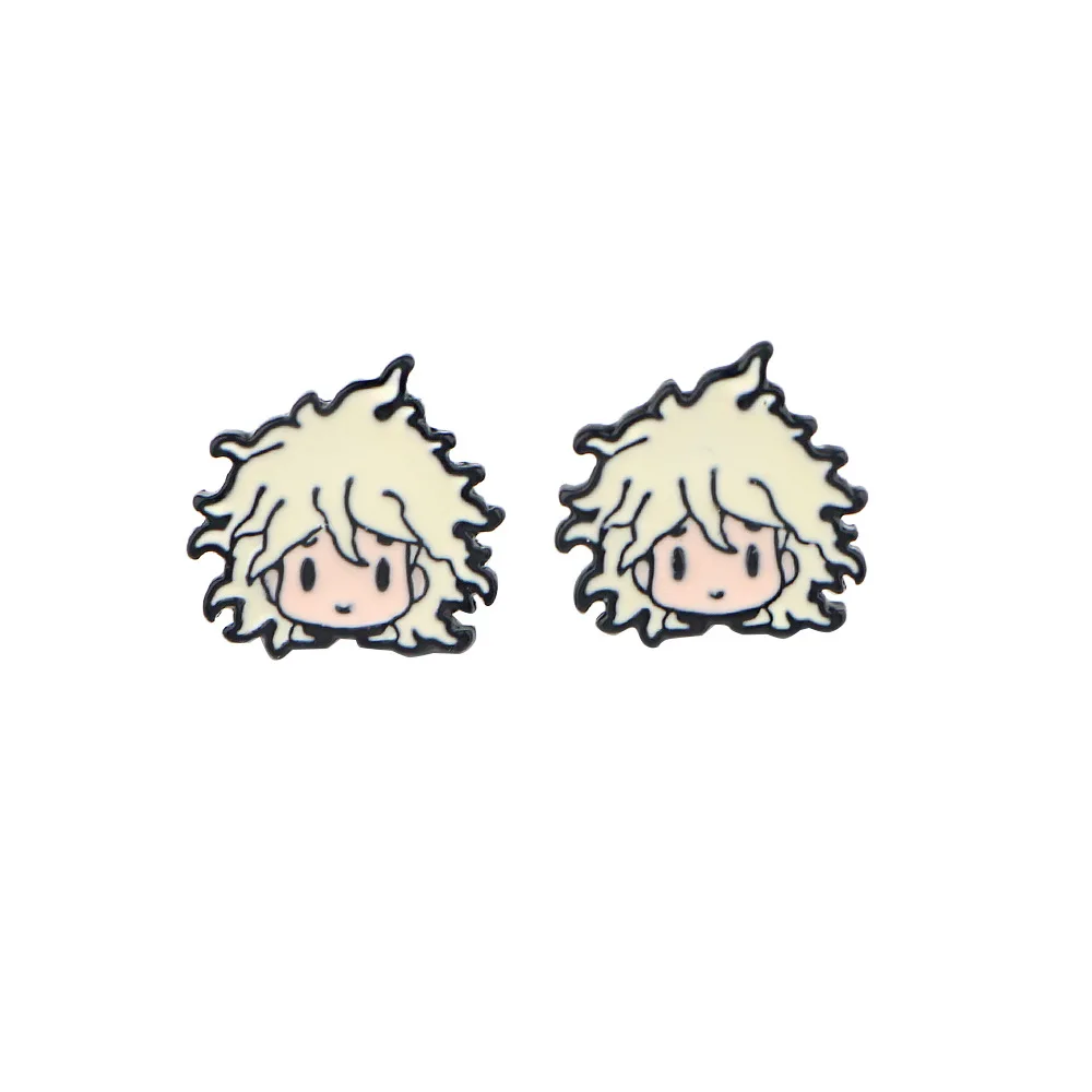 Аниме игры Danganronpa V2 эмаль металлический маленькие серьги Kawaii цифры Monokuma Nagito Komaeda