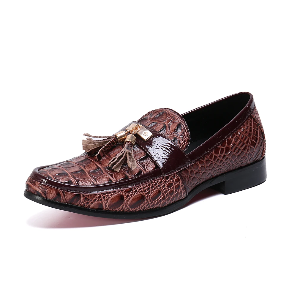 Лоферы мужские из натуральной кожи с крокодиловой текстурой ручной работы |