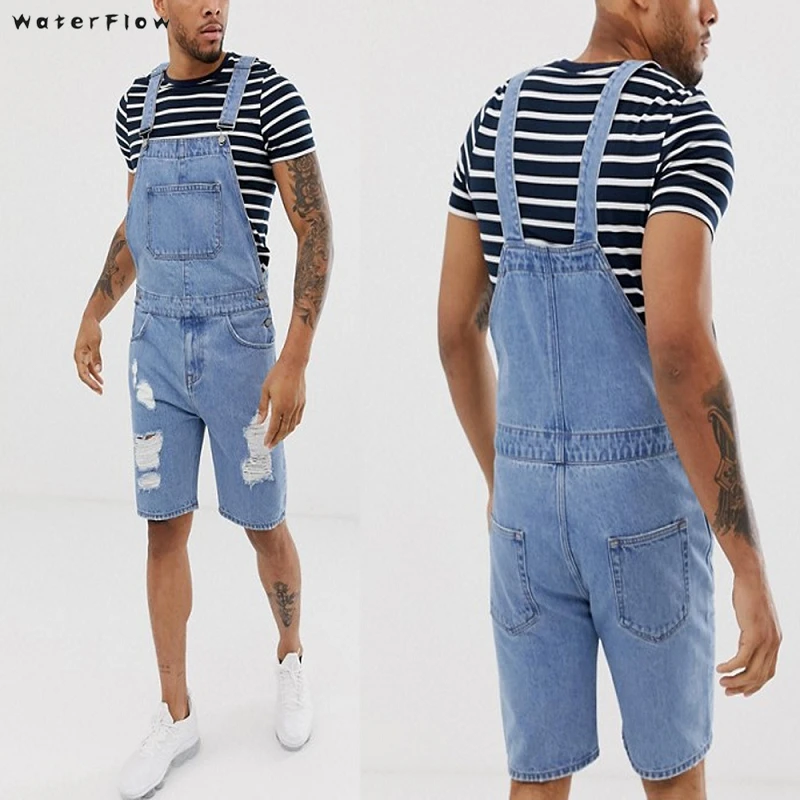 2019 новые мужские рваные джинсы комбинезоны спецодежда летние модные