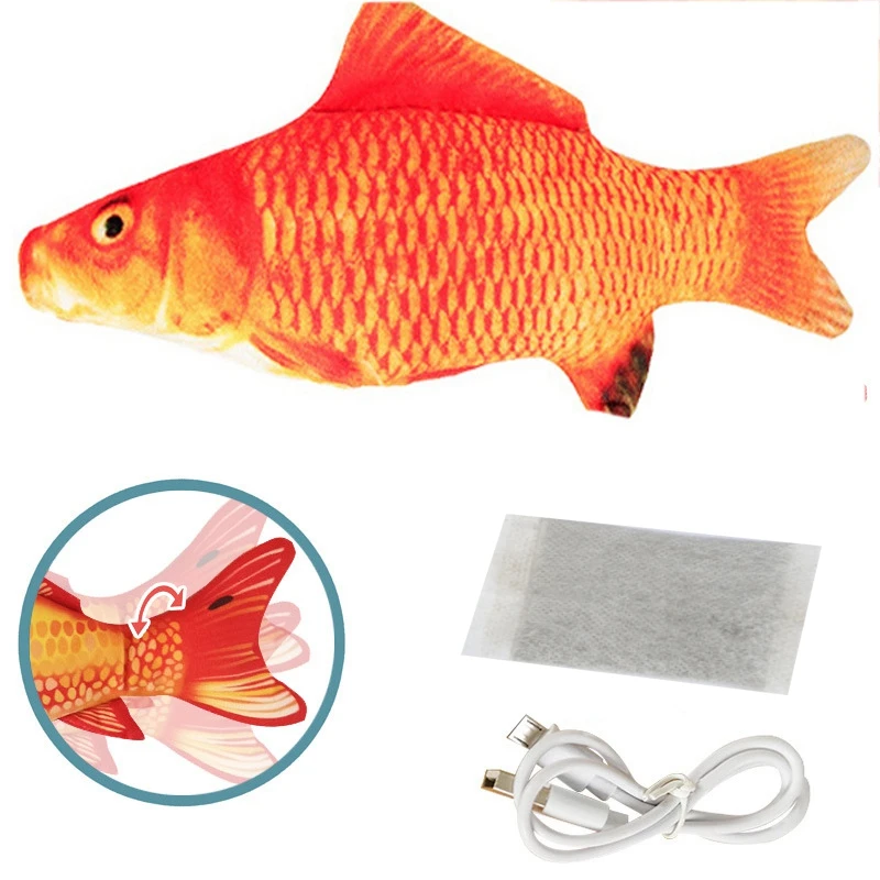 

30CM Electronic Pet Cat Toy Electric USB Charging Simulation Playing Biting Supplies Fish Toys For Dog Cat Chewing